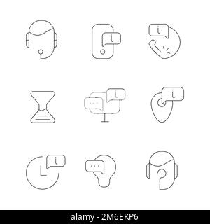 Set of Call Center and Support Vector Icons Stock Vector