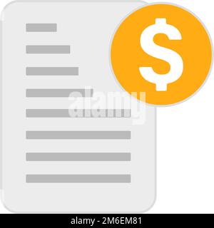 Dollar coin and document icon. Tax document. Editable vector. Stock Vector