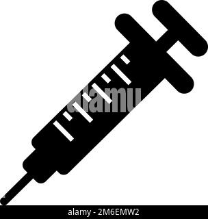 Syringe silhouette icon. Prophylactic and medical injection. Editable vector. Stock Vector