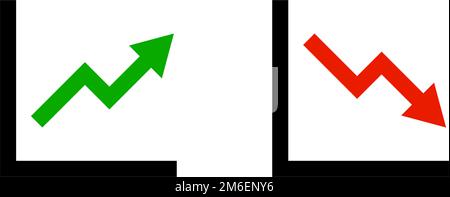 Growth and Decline Charts. Editable vectors. Stock Vector