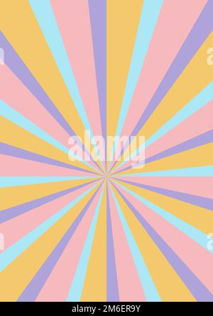 Groovy retro burst sun rays background. Vintage colorful abstract geometric pattern. Vector summer hippie carnival illustration for poster, flyer Stock Vector