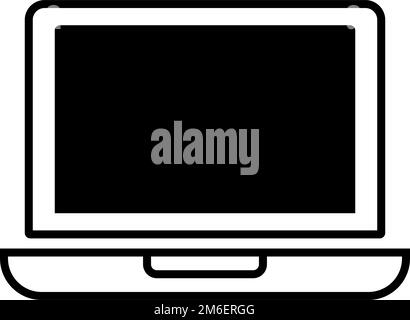 Laptop icon with a pitch black screen. Editable vector. Stock Vector