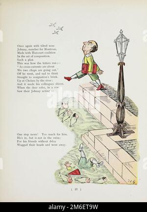 The Story of Johnny Head-in-Air from the satirical book ' The political Struwwelpeter ' by Harold Begbie, 1871-1929, illustrated by Francis Carruthers Gould, 1844-1925, Published in London : Grant Richards in 1899 Stock Photo