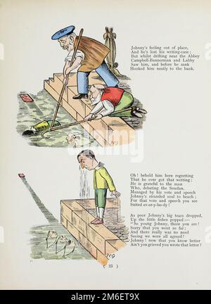 The Story of Johnny Head-in-Air from the satirical book ' The political Struwwelpeter ' by Harold Begbie, 1871-1929, illustrated by Francis Carruthers Gould, 1844-1925, Published in London : Grant Richards in 1899 Stock Photo