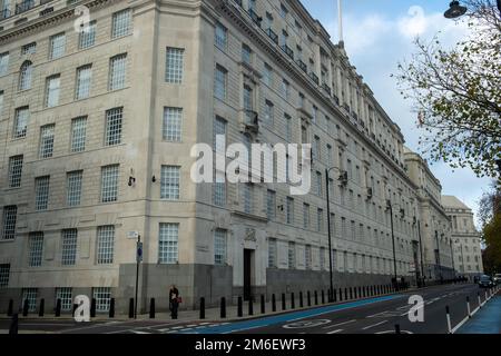 London- November 2022: Thames House on Millbank, upscale residential and administrative area on the Thames riverbank with government offices Stock Photo