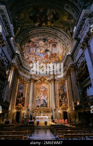 Details of the Interior of Chiesa di Sant' Ignazio di Loyola (Saint Ignatius of Loyola at Campus Martius) - Beautiful Baroque Ca Stock Photo