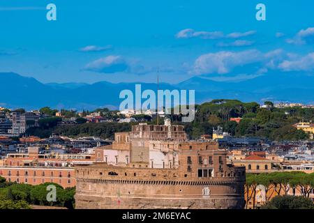 Panoramic View from Belvedere del Gianicolo (Janiculum Hill) - Rome, Italy Stock Photo