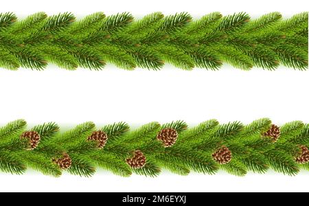 Spruce Branches With Cones Borders Stock Photo - Alamy