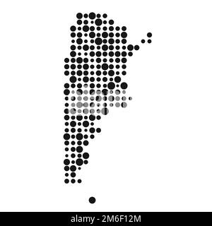 Argentina Map Silhouette Pixelated generative pattern illustration Stock Vector