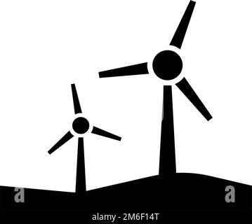 Windmill silhouette icon. Wind power generation. Editable vector. Stock Vector