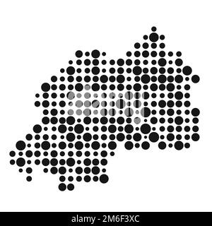 Rwanda Map Silhouette Pixelated generative pattern illustration Stock Vector