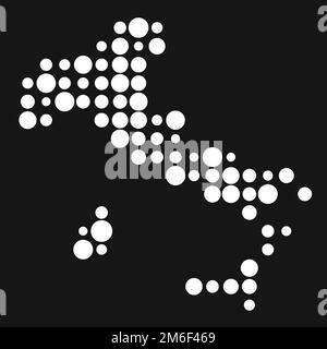 Italy Map Silhouette Pixelated generative pattern illustration Stock Vector