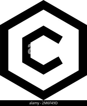 Simple hexagonal copyright icon. Editable vector. Stock Vector