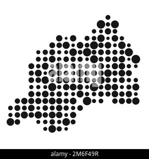 Rwanda Map Silhouette Pixelated generative pattern illustration Stock Vector