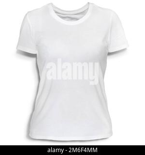 White women T shirt on a white background. Stock Photo