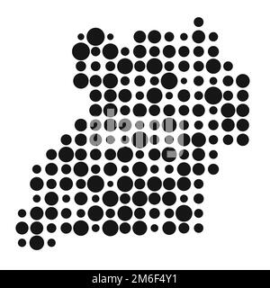 Uganda Map Silhouette Pixelated generative pattern illustration Stock Vector