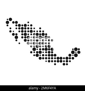 Mexico Map Silhouette Pixelated generative pattern illustration Stock Vector