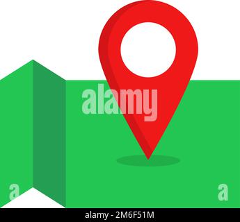 Map pin pinned on the map. Editable vector. Stock Vector