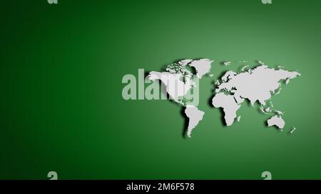 White World map on green background Stock Photo