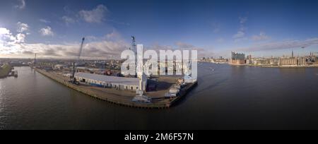 Aerial view of the port of Hamburg Stock Photo