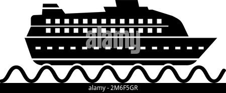 Luxury cruise ship silhouette icon. Cruising. Editable vector. Stock Vector