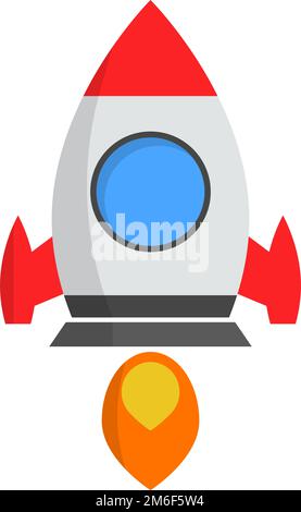 Launch, Startup, Ship, Shuttle, Mission Flat Color Icon Vector Stock 