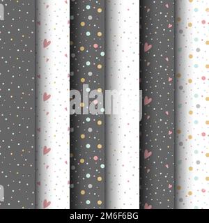Colorful hearts and dots design vector Stock Vector