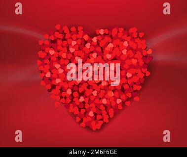 Red Valentines Day Banner With Heart Stock Photo