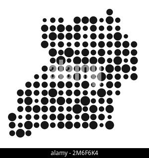 Uganda Map Silhouette Pixelated generative pattern illustration Stock Vector