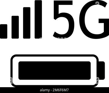 5G bar icon isolated on white background. Status bar symbol modern, simple, vector, icon for website design, mobile app, ui. Vector Illustration Stock Vector