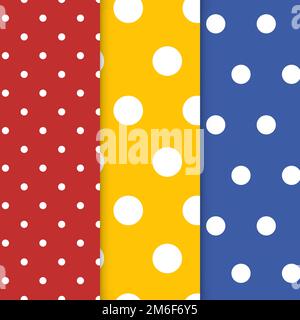Colorful polka dot seamless pattern vector set Stock Vector