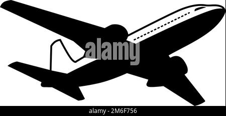 Plane taking off icon. Vector silhouette airliner flying in sky Stock Vector