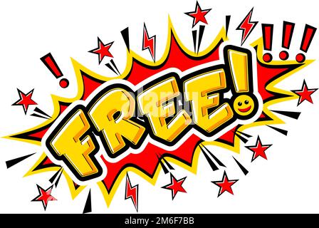 Free - Comic book style word in speech bubble with bomb explosive and lightnings. Vector on transparent background Stock Vector