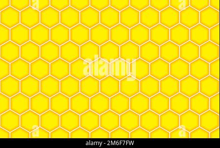 Yellow seamless hexagon geometric pattern. Vector illustration Stock Vector