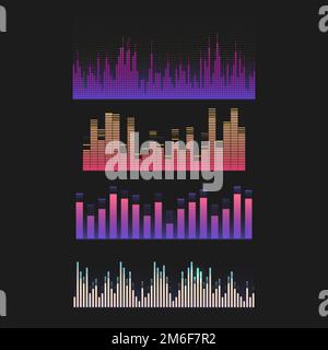 Colorful sound wave equalizer vector design set Stock Vector