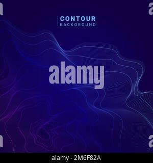 Blue and pink abstract map contour lines background Stock Vector