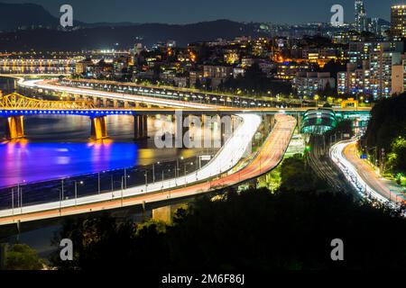 Night view around Seoul, Korea Stock Photo