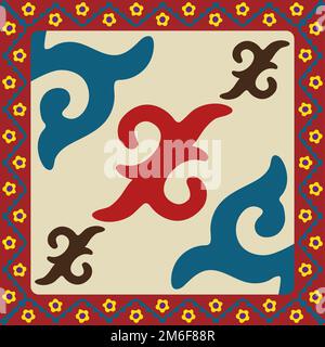 Kazakh asian nomadic design tribes on background Stock Photo