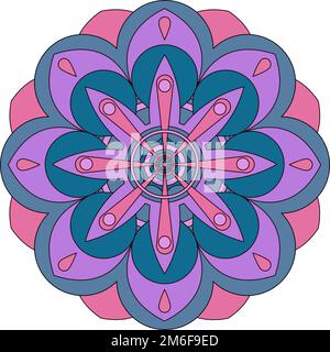 Mandala illustration, round symmetrical boho pattern Stock Vector