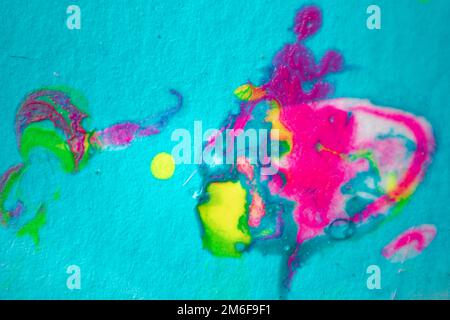 Texture created with paints of primary colors, magenta, blue and yellow in a soft and creative mix ideal for backgrounds and graphic design Stock Photo