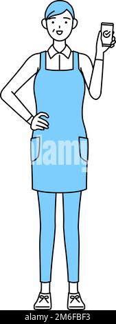 A senior woman in an apron with his hands on his hips Stock Vector ...