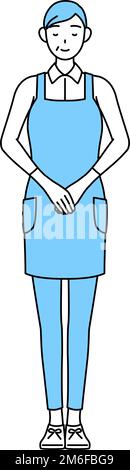 A senior woman in an apron bowing with folded hands Stock Vector Image ...