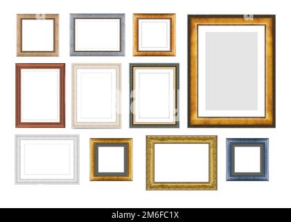 Set of vintage wooden frames for pictures or photos, frames for a mirror Stock Photo