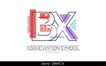 Letters B and X. Merging of two letters. Initials logo or abbreviation symbol. Vector illustration for creative design and creative ideas. Flat style. Stock Vector