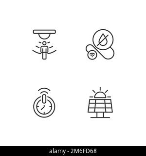 Smart home technologies pixel perfect linear icons set Stock Vector