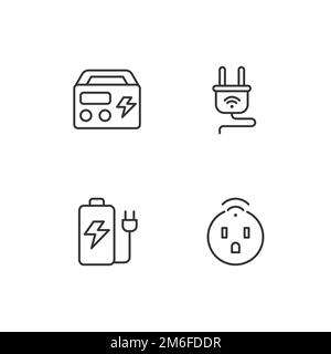 Electric devices pixel perfect linear icons set Stock Vector