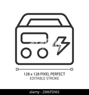 Portable power station pixel perfect linear icon Stock Vector
