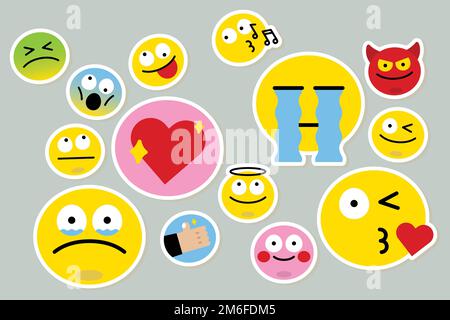 Emoticon facial expression collection vector Stock Vector