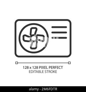 Air source heat pump pixel perfect linear icon Stock Vector