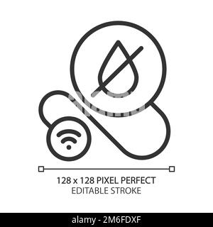 Smart leak detector pixel perfect linear icon Stock Vector